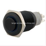 New Design 16mm 12V Black Metal High Head Latching Push Button Switch