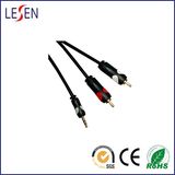 AV Cable, 3.5mm Stereo Plug to 2 RCA Plugs, Dual Colors Molding Type