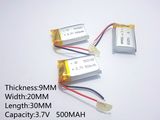 3.7V 500mAh 902030 Lithium Polyme Battery for MP3 MP4