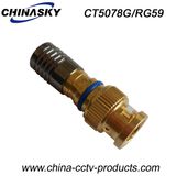 Gold Plated Waterproof Rg59/6 Coaxial Cable BNC Compression Connector (CT5078G/RG59)