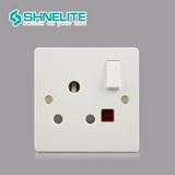 Wall 15AMP 1 Gang Round Socket with Neon