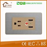 110V South American 3pin Socket with Double USB Socket