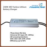 240W 48V Fanless Lithium Battery Charger with Full Range AC Input