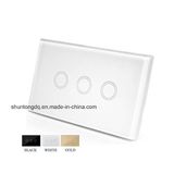 Us Standard Wall Switch Glass Panel Touch Switch 3 Gang 1 Way Light Switch 120*72mm Waterproof Home Luxury Switch