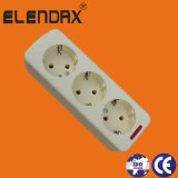 European Style 3 Way Power Extension Socket with Earth and Neon Light (E5003E)