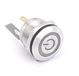 19mm LED Momentary Anti-Vandal Long-Life Metal Push Button Switch with Power Symbols