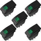 Waterproof 12V 20A Bar Carling Rocker Switch 3 Pin Green LED Light