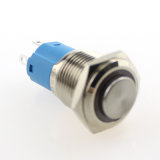 16mm High Flat Stainless Steel Momentary Metal Push Button Switch with Lamp