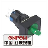 Onpow 16mm Illuminated Momentary Rectangular Selector Push Button Switch (LAS1-AJ-11X/21/R/12V) (Dia. 16mm) (CE, CCC, RoHS, REECH)