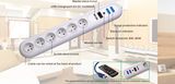 6 Outlets French Type Functions Master-Slave Socket with USB Charge Port