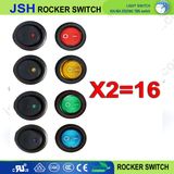 Autos DC12V 4-Color LED Round DOT Light 3-Pin Rocker on/off Toggle Switch