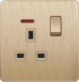 British Standard 13A Square-Pinned Switched Socket with Neon