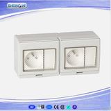 IP55 2 Gang Switch and 2 Gang French Socket Waterproof Wall Switch Socket