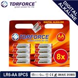1.5V China Manufacture Digital Primary Alkaline Dry Battery (LR6-AA 8PCS)