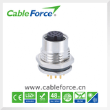 M12 Female Panel Front Mounting Electrical Connector with PCB Contacts Encoder Connector