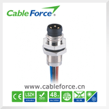 M8 3pin Male Connector Rear Fastened Panel Mount Connector Circular Connector with Wires