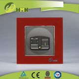 TUV Certified EU Standard New Style Red Glass Panel Tel Socket