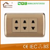 American Type High Quality Triple Gang 2pin Socket