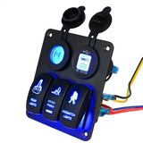 3 Gang 12V/24V Car Socket Rocker Switch Panel