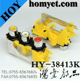 Three Holes RCA Socket with Silvering in Yellow (HY-38413K)