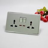 13A 250V 2gang Switch 3pin Double Mf Socket W/N