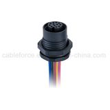 M12 12pin Female Panel Front Mounting Connector with Wires Plastic Screw