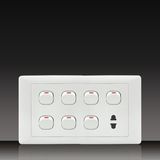 7gang Single Way Switch + 1gang 2pole Socket (S207DK1-2Z2)