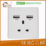 OEM/ODM UK Wall 13A Socket with Dual USB Charger
