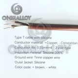 Type T Thermocouple Cable Silicone 200 Degree Insulated Wire 0.51mmx4