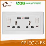 13A Mf 2gang Electric Switch Socket with Dual USB Port