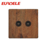 2 Gang PC Wooden Color TV and Satellite Socket