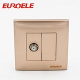 Gold Color European 86*86mm PC Satellite TV Socket