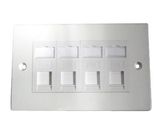 Flat Type 4 Port Cat5e UTP Loaded Euro Module Faceplate