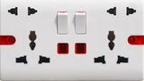 British Standard Double 13A Switched Socket Outlet with Neon F1