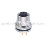 M12 4 Pin D-Code Female Panel Mount Connector for Sensor and Actuator with PCB Contacts