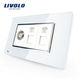 Livolo Glass Panel 1 Gang Satellite and 2 Gang Tel Wall Socket Vl-C391sttt-81/82