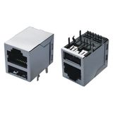 USB DIP Type Right Angle LED 8p8c Transformer RJ45 Connector