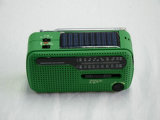 Emergency Solar Crank Dynamo Power Radio Am/FM LED Flashlight Phones Charger Green (HT-555SW)
