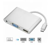 USB 3.1 Type C to HDMI+VGA+3.5mm Audio Adapter 3 in 1 USB 3.1 USB-C Converter Cable for MacBook