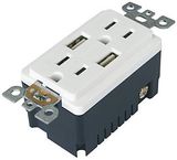 15 AMP, 125 Volt, Decora Tamper-Resistant Receptacle/5VDC, 4.0A USB Chargers, UL Listing