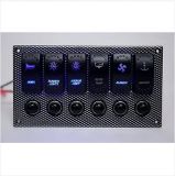 6 Gang Printing Panel Laser Etched 2LED Rocker&Circuit Breaker Waterproof Switch