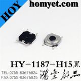 High Quality Tact Switch with 5.2*5.2*1.5mm Black Round Button Four Pin SMD (HY-1187-H15HEI)