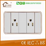 Fire Resistant PC Double 3pole Light Switch Socket