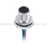 M12 4 Pin Male D-Code Rear Mounting Panel Mount Connector with Wire