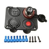 4 Hole Panel  Dual USB Charger Voltmeter 12V Socket Cigarette Lighter on-off Switch