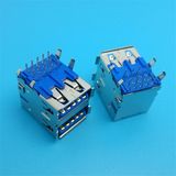 Blue Color 90 Degree Double 3.0 USB Connector