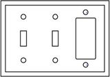 3-Gang 2-Toggle 1-Decora/GFCI Device Combination Wallplate