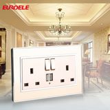 British Standard Two Gang Switched 13A Socket with USB