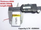 3.7V 043040pl 450mAh Bluetooth Lithium Battery
