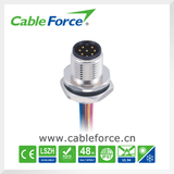 M12 8pin Male Circular Connector Panel Rear Mounting Wire Connector for Factory Automation